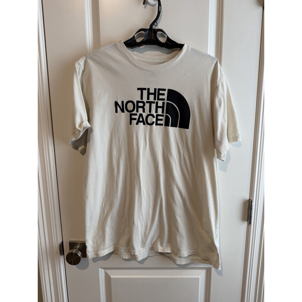 The North Face Men’s XL  Logo T Shirt Cream Black Half Dome Graphic Cotton ML056